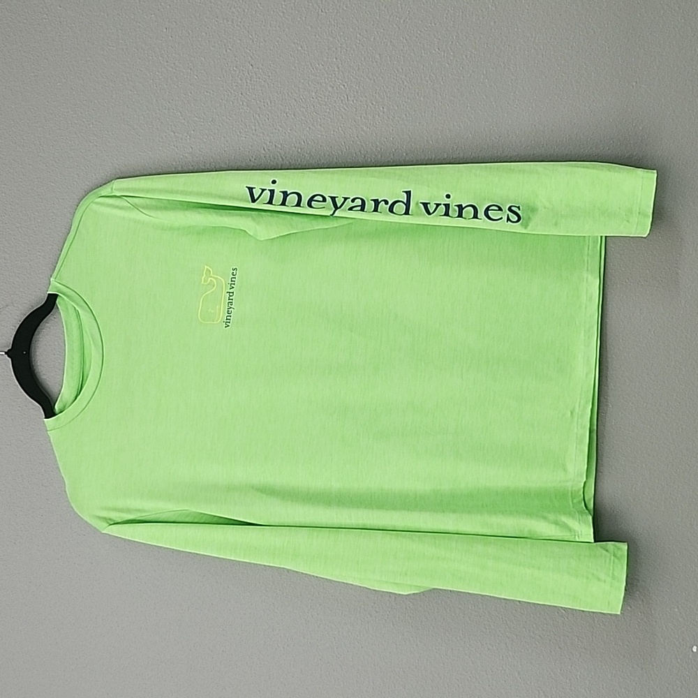 Vineyard Vines Performance Lime Green Long Sleeve Tee with Sleeve Graphics